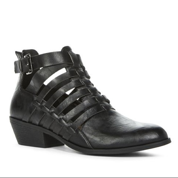 Black Strappy Ankle Boots