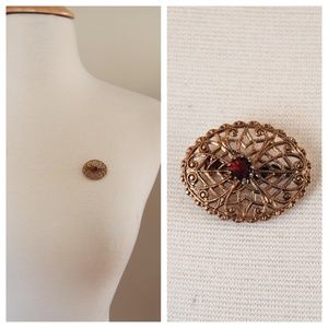 Vintage Victorian Style Garnet Color Stone Pin
