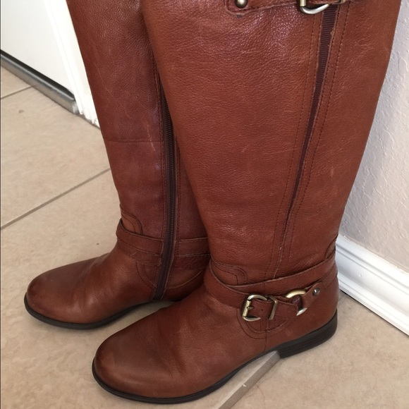 Brown leather boots
