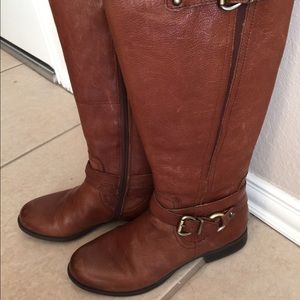 Brown leather boots