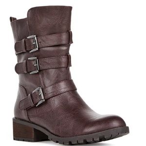 Burgundy Moto Boots