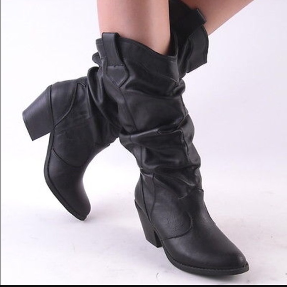 Black heeled boots