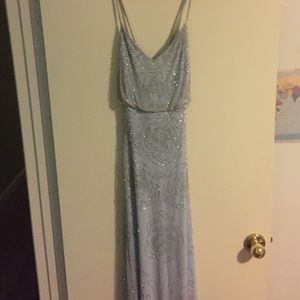 Light Blue bedazzled Adrianna Papell Prom Dress