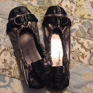 Cute silver and black flats