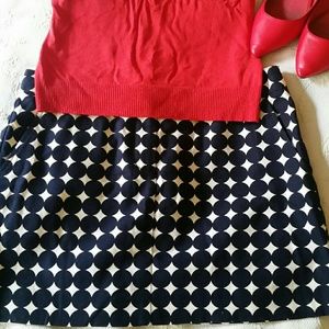 New J. Crew Navy Polka Dot Skirt Size 8