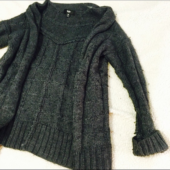 MOSSIMO Gray Cable Knit Sweater