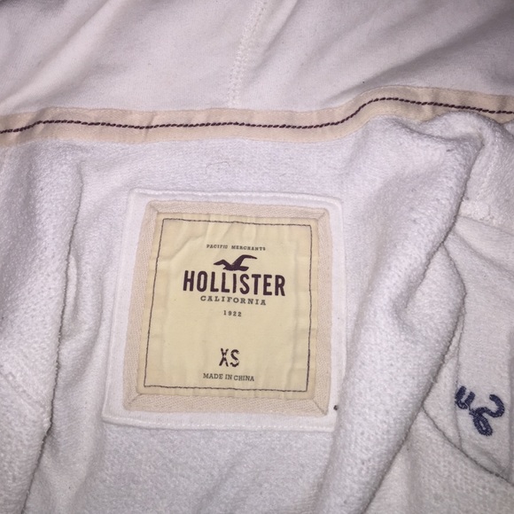 White & Navy Hollister Hoodie