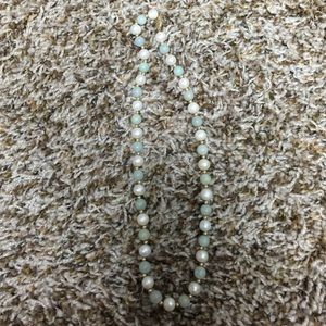 Jade and pearl strand, 16 inches