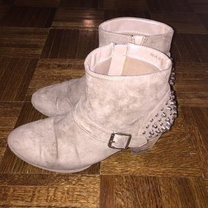 Beige faux suede Studded boots