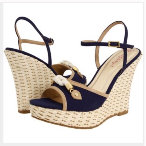 Lilly Pulitzer Shoes - Lilly Pulitzer navy wedges