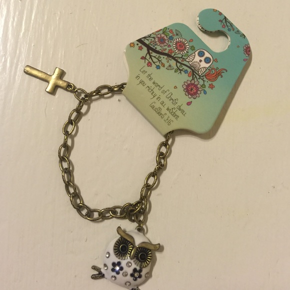 Owl and cross bracelet