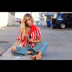 Striped vintage 100% silk button up