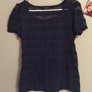 Navy forever21 lace shirt