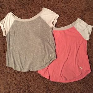 HOLD Color blocked tees grey and pink