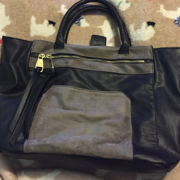 Black Leather/Grey Suede Bag