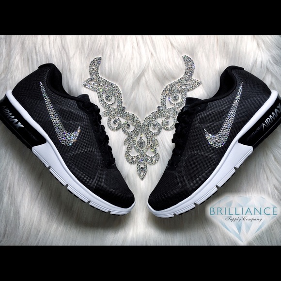 Swarovski Nike Air Max Sequent Black Running Shoes - Picture 3 of 3