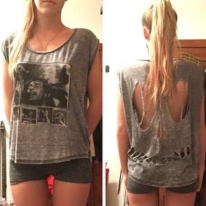 Bob Marley muscle tee/tank skull cut back