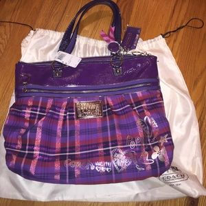 Coach purple plaid poppy bag