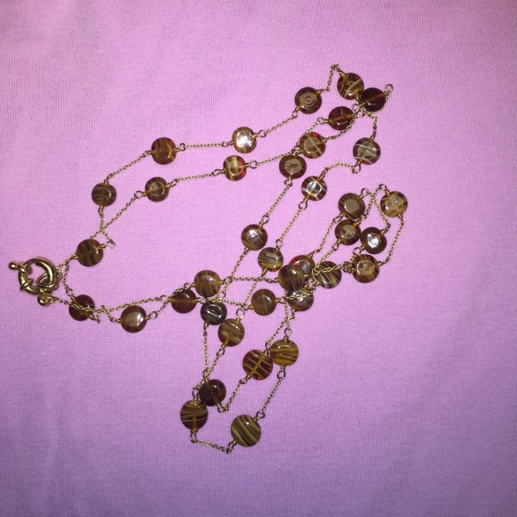 Marbled glass bead necklace