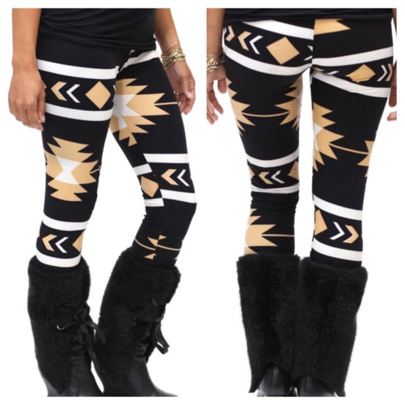 • Tan Aztec Leggings • - Picture 2 of 2