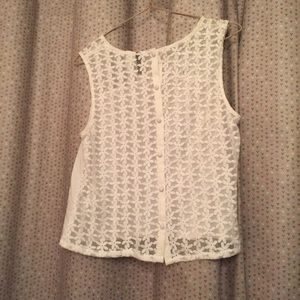 H&M white daisy lace crop top size 6