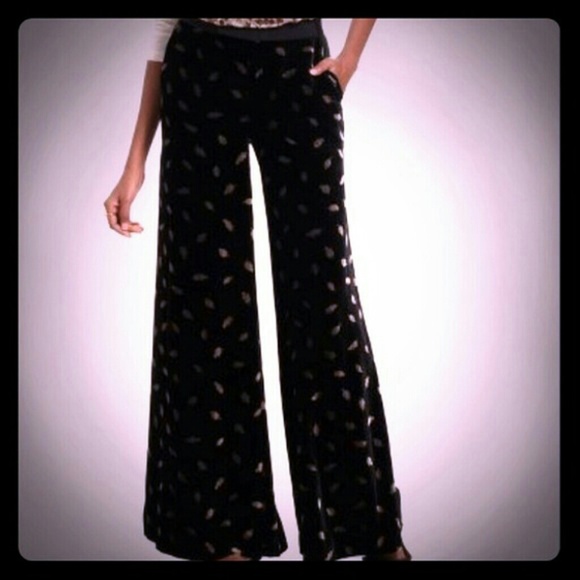 Anthropologie Black & Gold Velvet Trouser