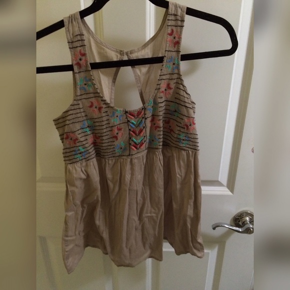 Tan embroidered blouse