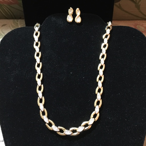 Gold diamond costume jewelry set