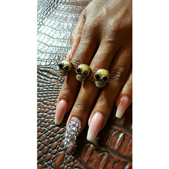 Brass Skull Double Ring