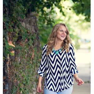 Navy + White Chevron Shirt