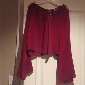 Open back bell sleeved top