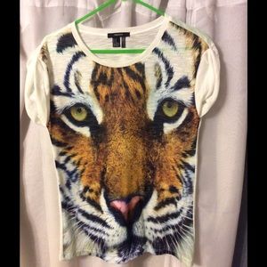 Graphic tiger sheer shirt