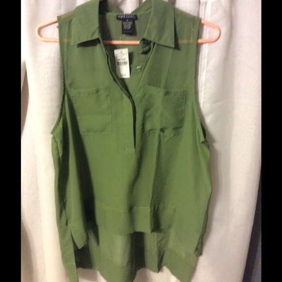 Army green sheer top