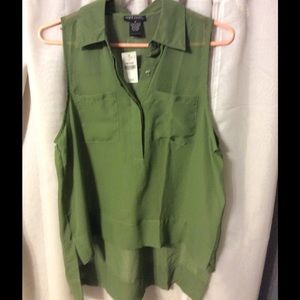 Army green sheer top