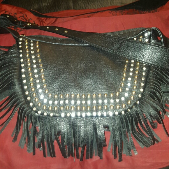 Vintage leathepurse with eine stones diamond and