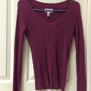 AE Magenta cable knit sweater