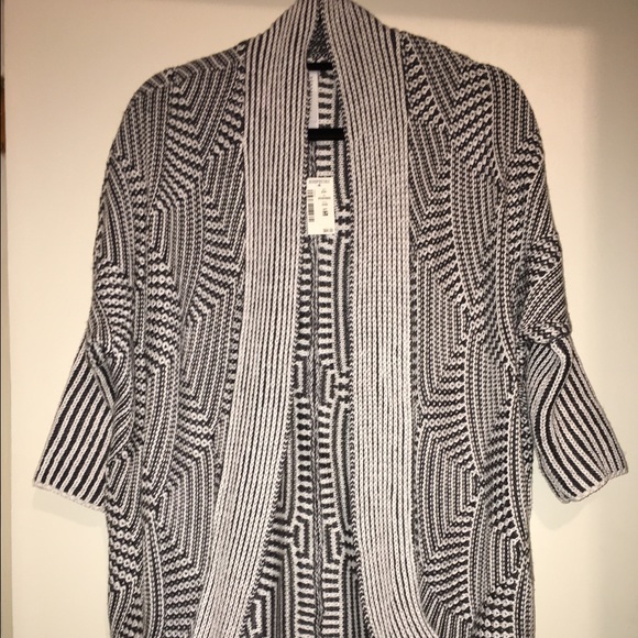 Aeropostale Open-Front Grey/White Cardigan