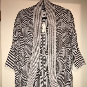 Aeropostale Open-Front Grey/White Cardigan