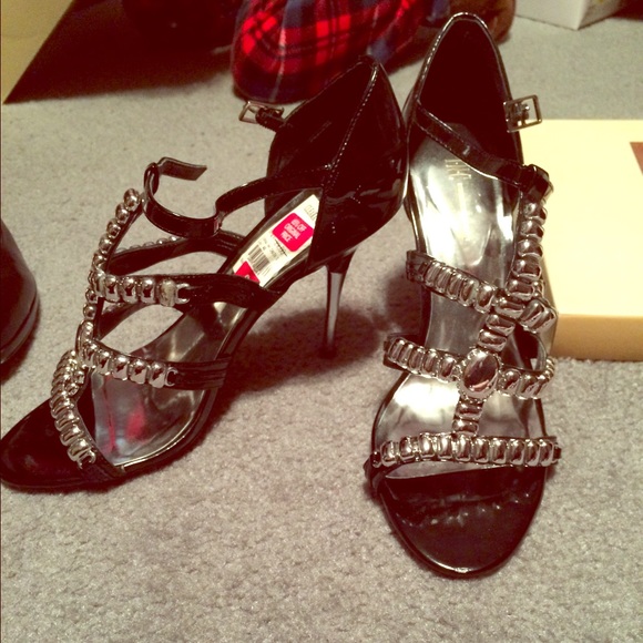 Black and silver dress sandals