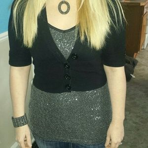 Black and silver sequins tank