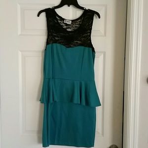 Green peplum dress