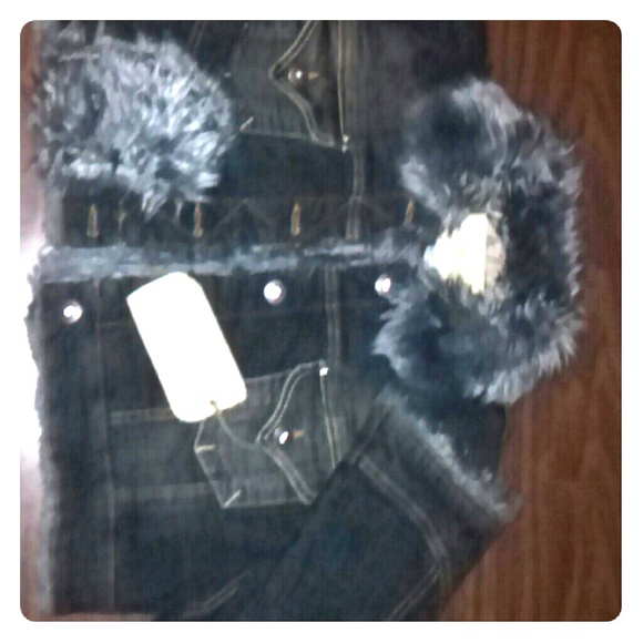 Half waist long sleeve jean and faux fir jacket - Picture 1 of 2