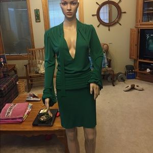 Black Halo tie front dress