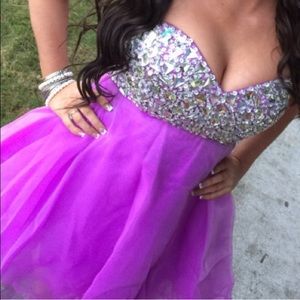 Purple short lace up prom/formal dress.