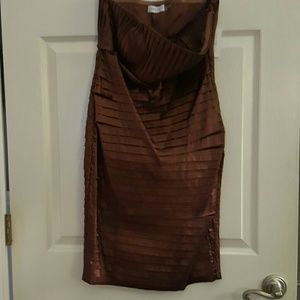 Calvin Klein Strapless Coppery Brown Cocktail Dres