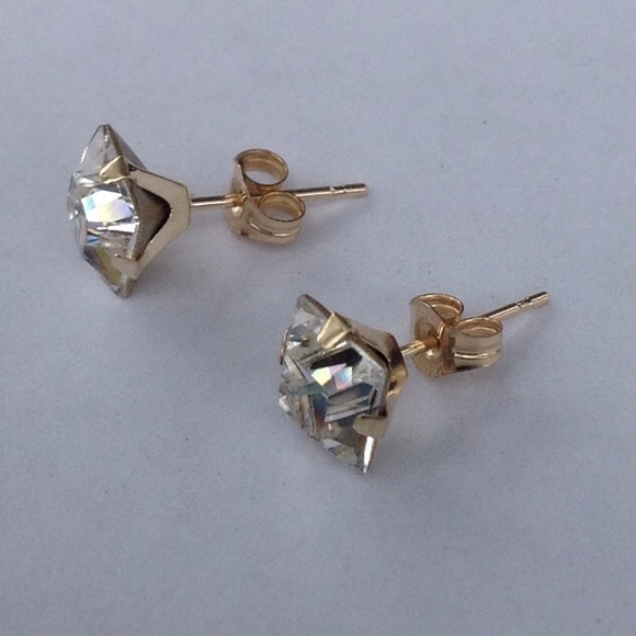 SALE 14K Swarovski Post Earrings - Picture 2 of 3