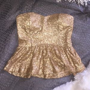 Gold Sequin Peplum Shirt!