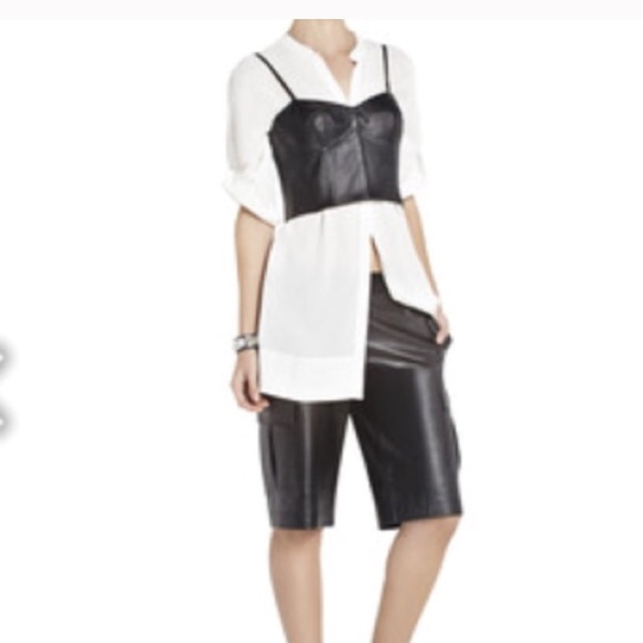 BCBGMaxAzria Tops - Genuine leather "ADDIE" crop top