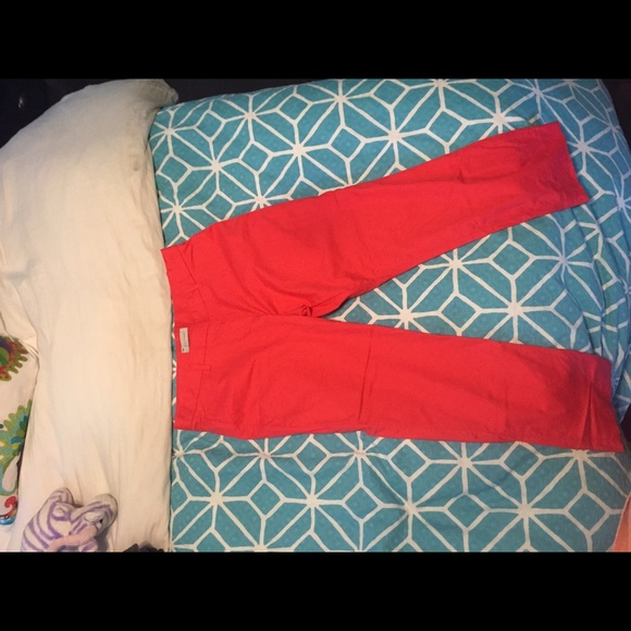 Coral slim cropped pants