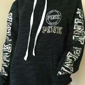 Vs pink bling half zip up